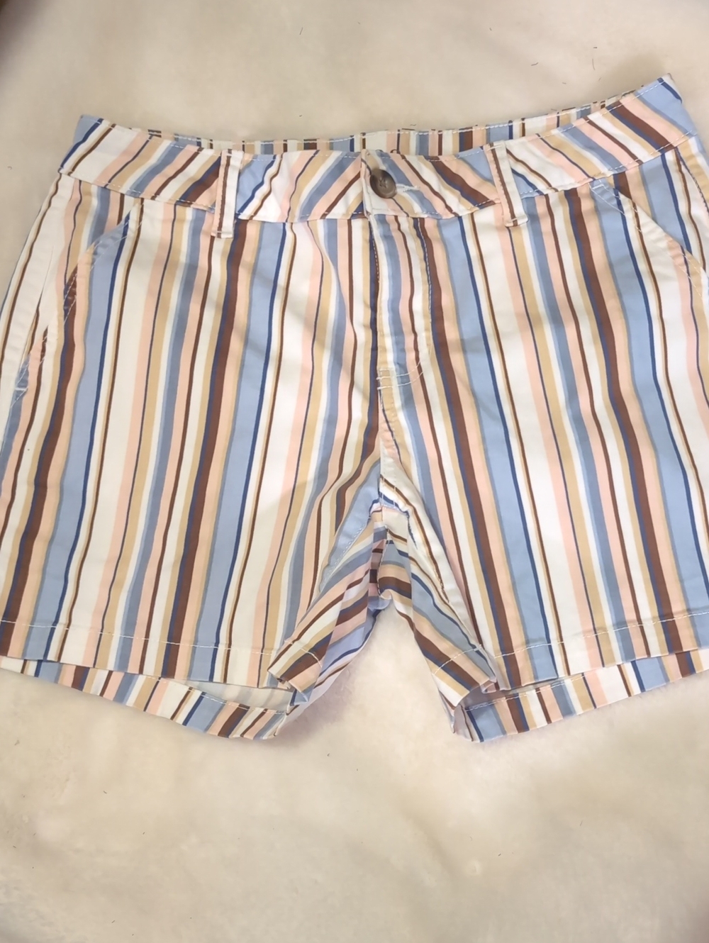 a.n.a Pastel Striped Bermuda Shorts - Blue, Cream, Tan, Brown